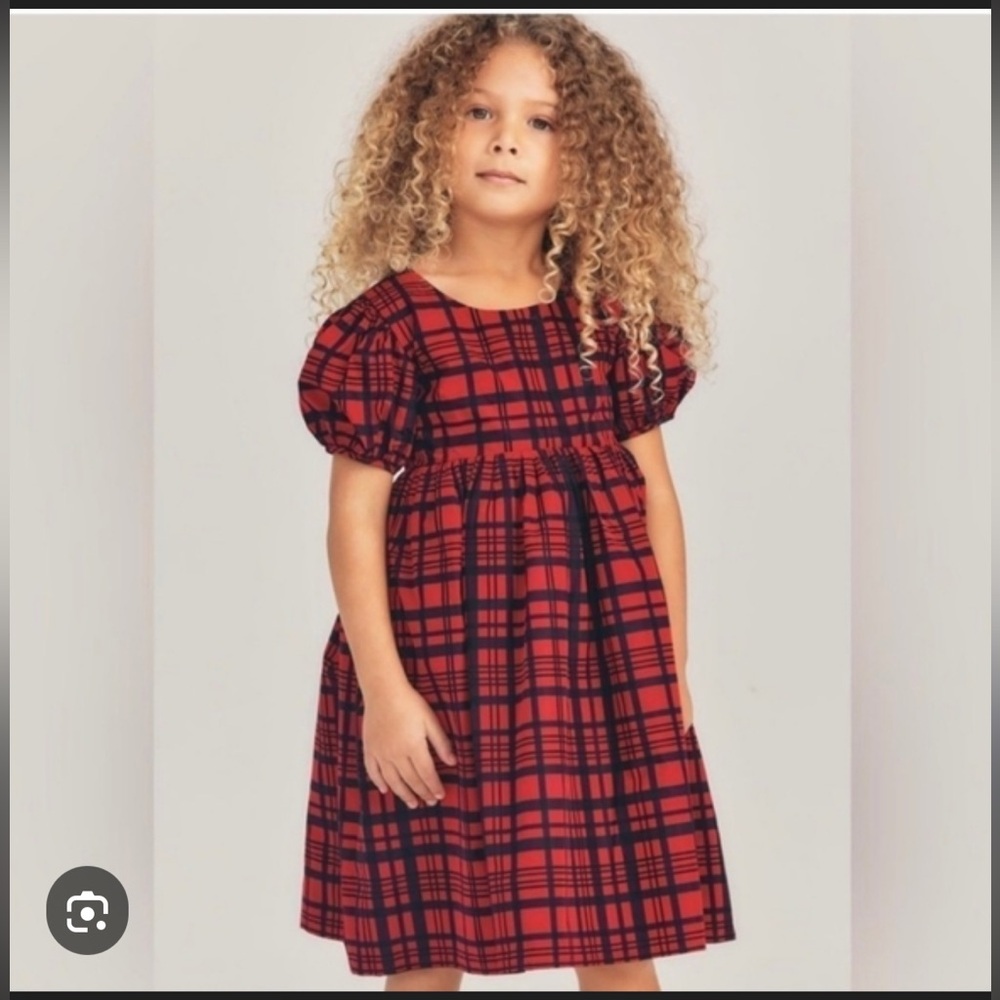 LoveShackFancy Christmas Holiday Party Red and Black Tartan Kids Dress New Sz 12